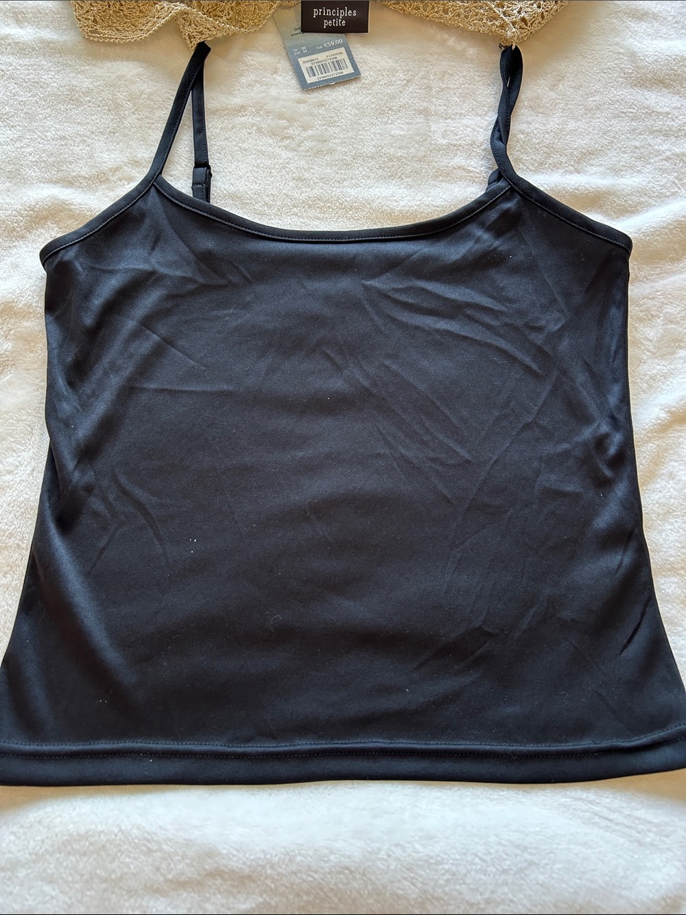 Principles Petite gold metallic  V-Neck Top w/Sequin Belt & Black under cami. - Picture 4 of 11